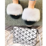 Women Fox Fur Slippers Fashion Slides Messenger Small Square Bags xy991010