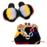 Fox Fur Slippers Women's Flip-Flops High-End Plush Messenger Bags 605061