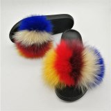 Women Real Fox Fur Slippers Fluffy Furry Slides