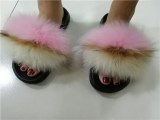 Women Fox Fur Fluffy Slippers Slides
