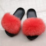 Natural Fluffy Real Fox Fur Slippers Slides