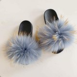 Real Fox Fur Slippers Slides