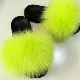 Natural Fluffy Real Fox Fur Slippers Slides