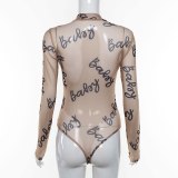 Summer Sexy Letter Print Transparent Mesh Bodysuits Bodysuit Outfit Outfits P173324051