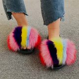 Women Fox Rainbow Multi Color Slippers Slides