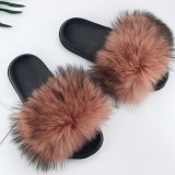 Real Fox Fur Slippers Slides