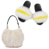 Women Fur Slides Fox Fur Slippers Female Handbags