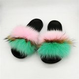 Women Real Fox Fur Slippers Fluffy Furry Slides