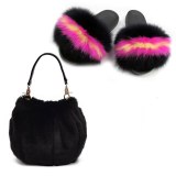 Women Fur Slides Fox Fur Slippers Female Handbags