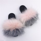 Women Fox Fur Slides Furry Slippers