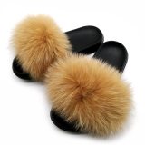 Winter Slippers Women Real Fox Fur Slides