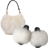 Women Fur Slides Fox Fur Slippers Female Handbags