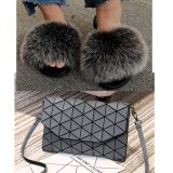 Women Fox Fur Slippers Fashion Slides Messenger Small Square Bags xy991010