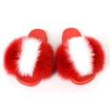 Women Fox Fur Slippers Slides