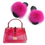 Women Fox Fur Slippers Slides Fashion Ladies Transparent Bags 9909110