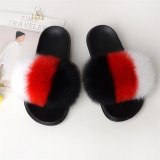 Women Real Fox Fur Warm Slippers Slides