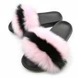 Women Real Fox Fur Slides Indoor Slippers