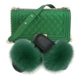 Fur Slides Women Fox Fur Slippers Matte Colorful Jelly Bags 261223