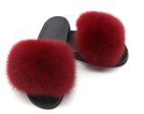 Women High-end Leather Fur Slippers Slides