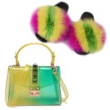 Women Fox Fur Slippers Slides Fashion Ladies Transparent Bags 9909110