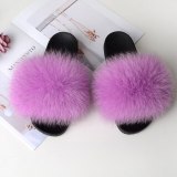 Women Real Fox Fur Warm Slippers Slides