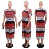 Women Digital Printed Short Sleeves Medium Length Dress Dresses CY890213