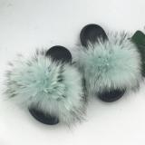 Women High-end Leather Fur Slippers Slides
