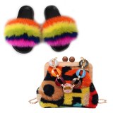 Fox Fur Slippers Women's Flip-Flops High-End Plush Messenger Bags 605061