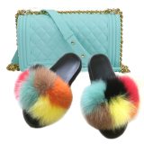 Fur Slides Women Fox Fur Slippers Matte Colorful Jelly Bags 261223