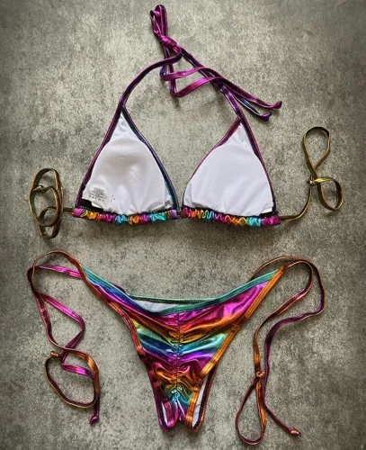 Stamping Gold Swimsuit Female Swimwear Gradient Multicolors Sexy Bikinis M900213T