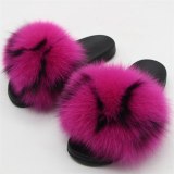 Women Lovely Colorful Real Fox Fur Slides Slippers