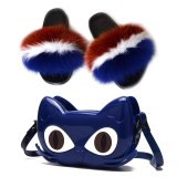 Children's Home Slippers Fox Fur Slides Fashion Cute Transparent Jelly Bags 11627