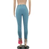 Women Patchwork Jeans High Waist Pant Pants L905061