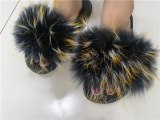 Women Fox Fur Fluffy Slippers Slides