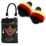 Women Fur Slippers Slides Fashion Beauty Handbags