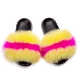 Fashion Fox Fur Slippers Slides