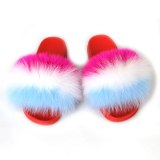 Women Fox Fur Slippers Slides
