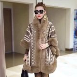 Winter Warm Women Faux Rabbit Fur Big Pendulum Printed Coat Coats 165061#