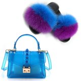 Women Fox Fur Slippers Slides Fashion Ladies Transparent Bags 9909110