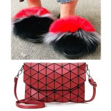 Women Fox Fur Slippers Fashion Slides Messenger Small Square Bags xy991010