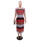 Women Digital Printed Short Sleeves Medium Length Dress Dresses CY890213