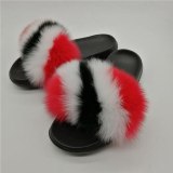 Women High-end Fox Fur Slippers Slides