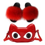 Children's Home Slippers Fox Fur Slides Fashion Cute Transparent Jelly Bags 11627