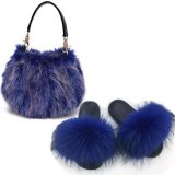 Women Fur Slides Fox Fur Slippers Female Handbags