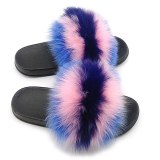 New Women's Fox Fur Slippers Slides
