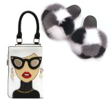Women Fur Slippers Slides Fashion Beauty Handbags