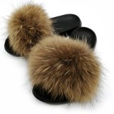 Fox Fur Slippers Women Fur Slides