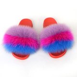 Women Fox Fur Slippers Slides