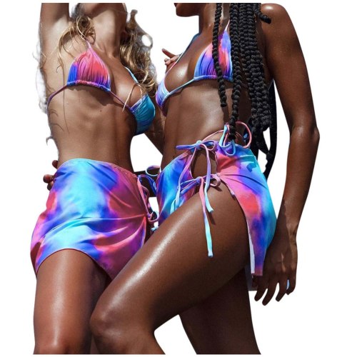 Women Sexy Gradient Color Strappy Three-Piece Swimsuit Swimsuits 204253