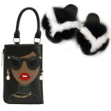 Women Fur Slippers Slides Fashion Beauty Handbags